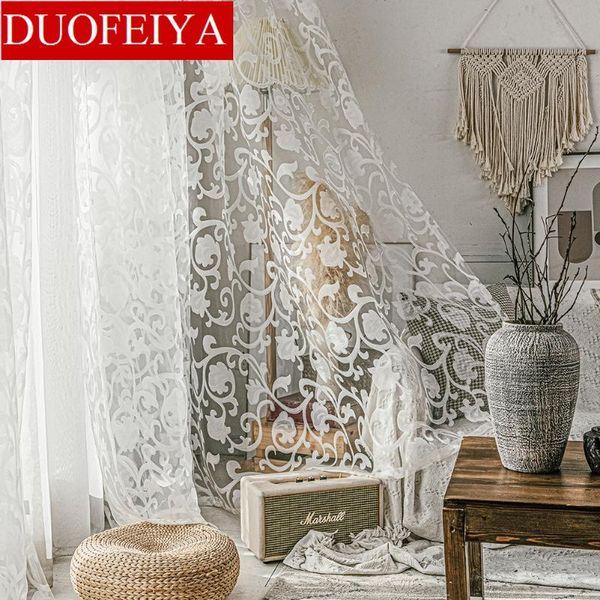 

european style jacquard design sheer panel tulle curtain for living room balcony organza fabrics window & drapes