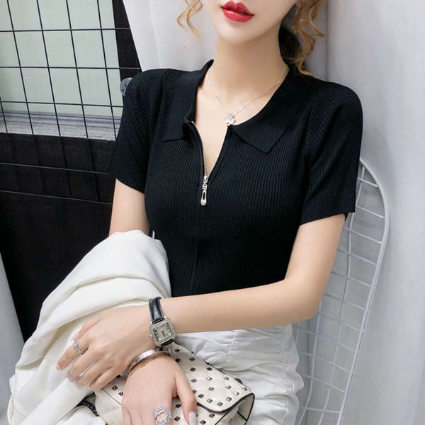 

women's sweaters tees sweater ice silk knitted short sleeve t-shirt for women's summer wear 6ad6 8ivb, White;black