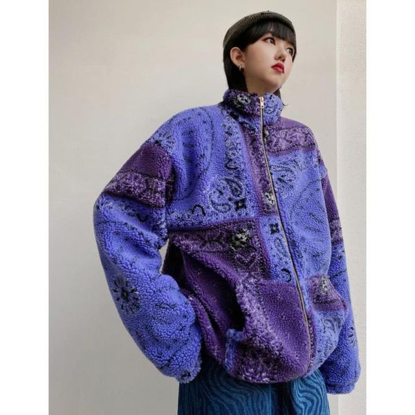 

women's jackets cashew cashmere jacket for men and women high street stand collar loose oversize coats top, Black;brown