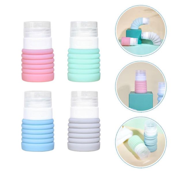 

hooks & rails 4pcs 96ml silicone dispenser bottles travel empty lotion shampoo #h15