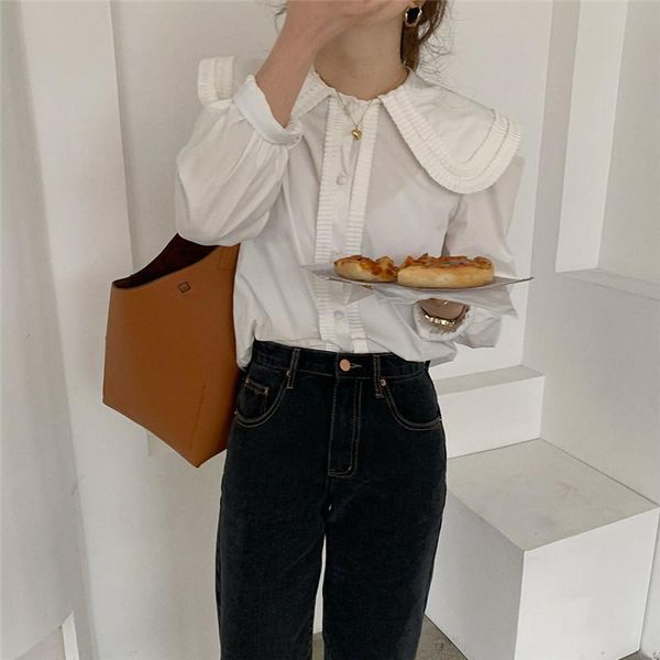 

women's blouses & shirts rugod 2021 young chic simple solid shirt elegant fashion termperament outgoing all-match streetwear, White