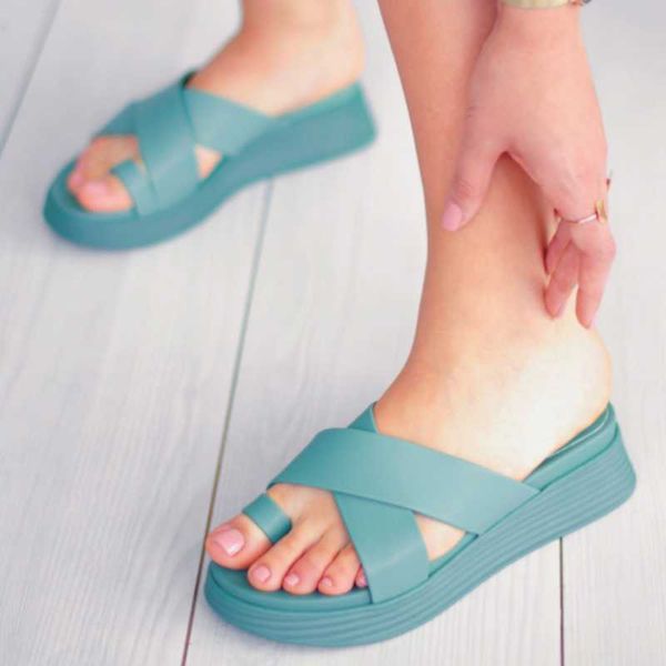 

slippers women platform 4cm heels summer beach eva ladies sandals green bathroom pool non-slider flip-flop, Black