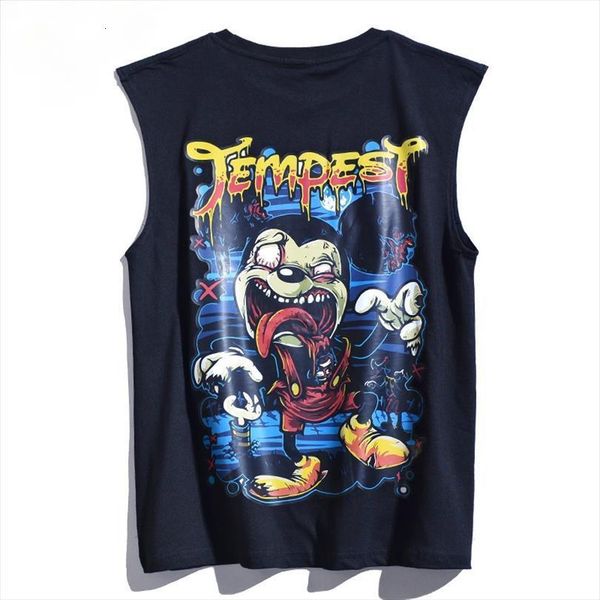 

hip hop tank men summer sleeveless vest rock cool loose print funny sport fashion youth black white clothing, White;black