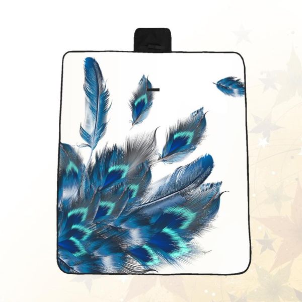 

feather printing pattern foldable picnic blanket beach cushion small thickened outdoor mat(148*122cm) pads