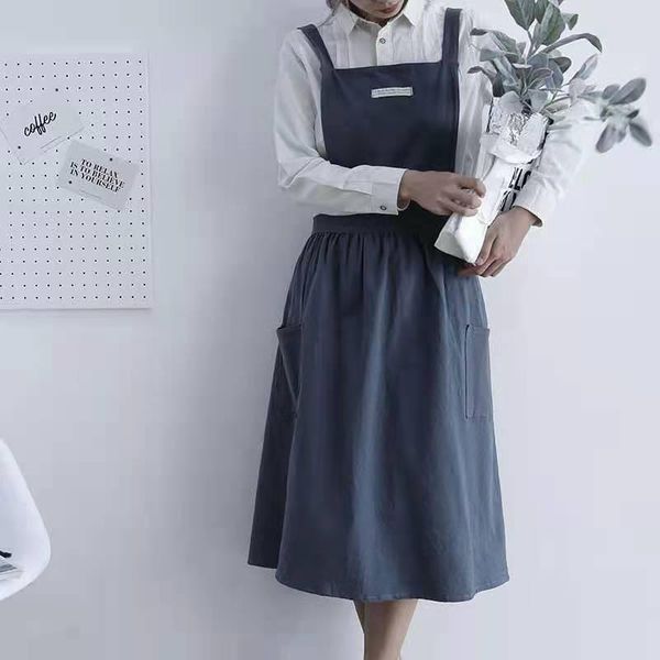 

aprons home kitchen sleeveless apron cafe waist canvas pleated skirt vest