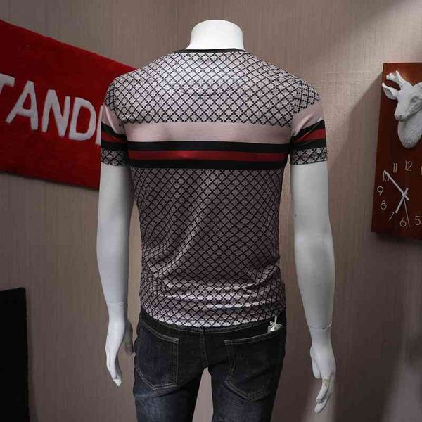 

factory luxury t shirt men's striped grid mercerized cotton short-sleeved t-shirt male 2021 summer new print half sleeve t-shir, White;black