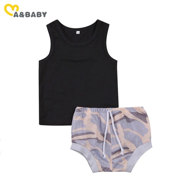 0-24M Casual nato Bambino Neonato Vestiti Set Gilet nero Senza maniche T-shirt Top Pantaloncini Abiti Abbigliamento Costumi 210515