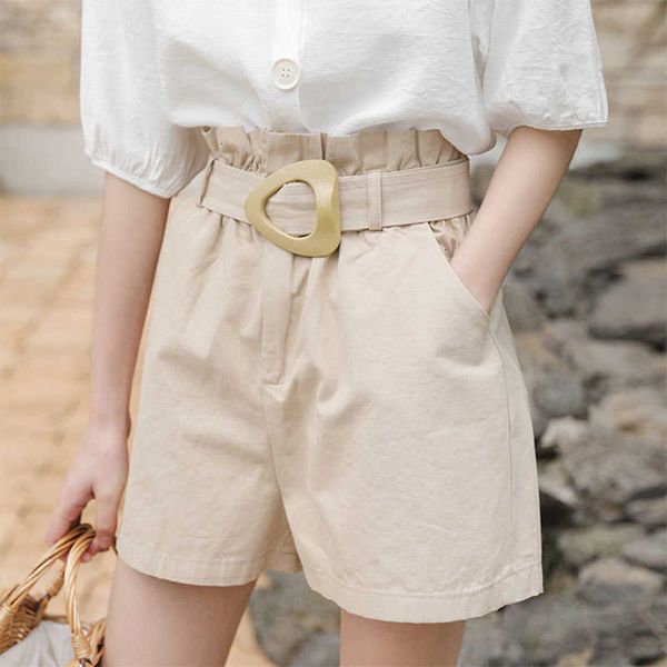 

women's shorts arrival summer korea fashion women high waist casual white cotton loose femme solid v10 imjj, White;black