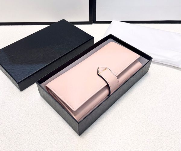 

designer wallet leather long women's pink change bag card bag, Red;black