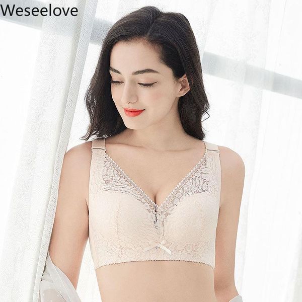 

bras weseelove gathered tall beauty back plus size women bra push up lightweight breathable adjustable soutien gorge femme x26-3, Red;black