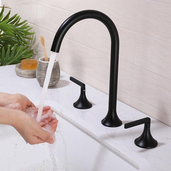 

bathroom sink faucets double handle 3 hole basin faucet matte black split solid brass piece set bathtub