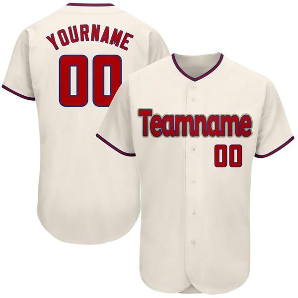 

custom cream red-royal authentic baseball jersey, Blue;black