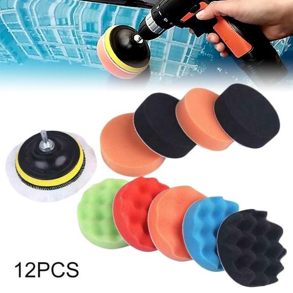 

car sponge 12pcs 4\" inch 100mm waffle buffer polishing pad kit for polisher and buffing