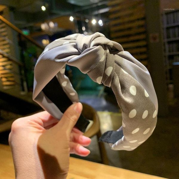 

risyh stitching retro wild wave dot hit color knotting simple wide-brimmed hairband hairpin female1