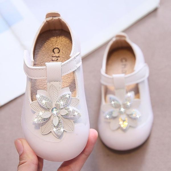 

flat shoes flower children girls toddler baby white dress for kids born infant party wedding crystal mary jane single, Black;grey