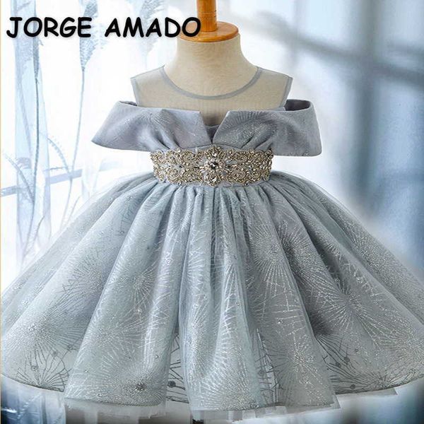 Summer adolescente meninas vestido mangas curtas de cintura alta princesa casamento piano realizar o dia das crianças E01 210610