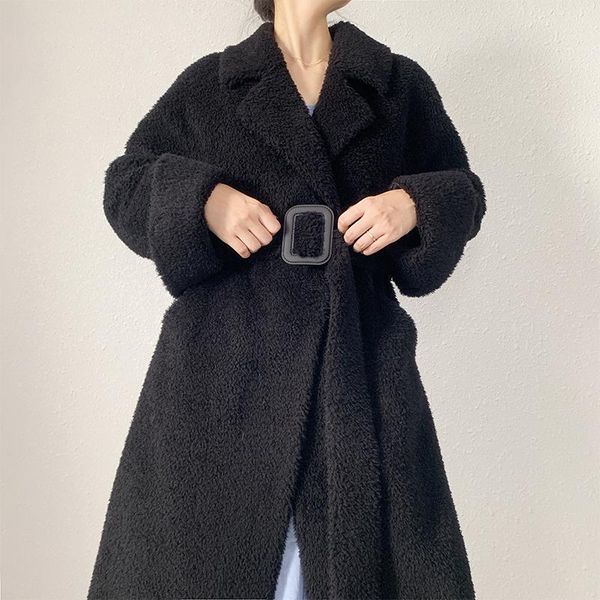 

women's fur & faux real coat 100% wool long autumn winter clothes women korean female jacket 2021 mujeres abrigos dxz19082202 pph1630, Black