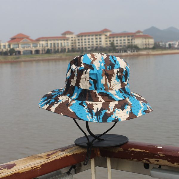 

parent child fisherman's hat summer outdoor waterproof sunscreen basin camp activity jungle fishing, Blue;gray