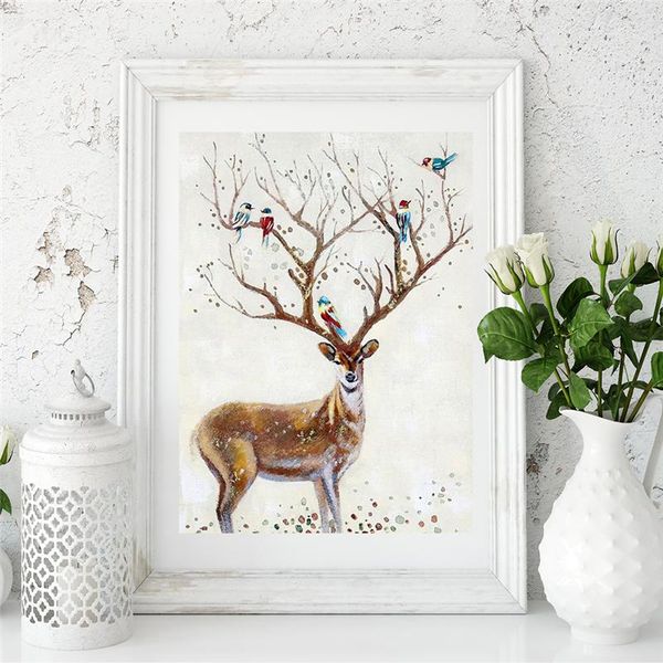 

wallpapers oil painting style milu deer background wallpaper decorative