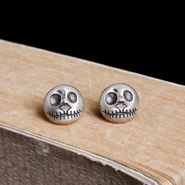 

stud 925 sterling silver pumpkin prince jack skull big earrings halloween jewelry wholesale, Golden;silver