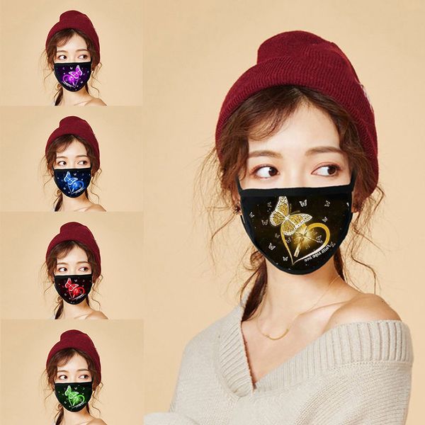 

2020 butterfly 3d dustproof trend printing mask ice silk fabric washable