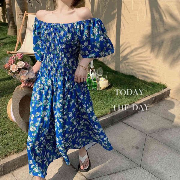 

casual dresses summer 2021 new fashion women slash neck print chiffon a-line dress lady elegant vintage clothes vestidos 8b6o, Black;gray