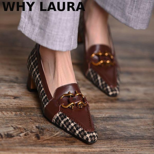 

dress shoes sales black, brown high heels toe pumps square buckle spring fall checkerboard fashion women's 34-39