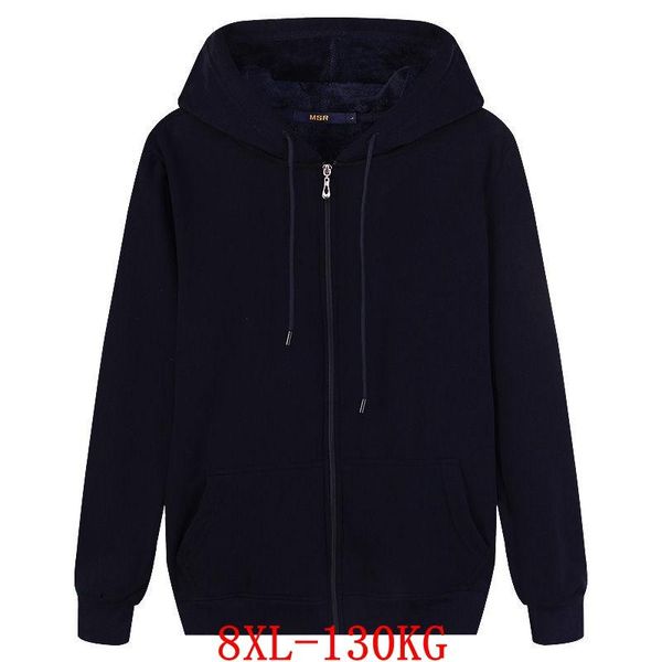 

women's hoodies & sweatshirts large size 8xl zipper hooded sweatshirt plus 5xl6xl 7xl autumn/winter long sleeve loose blue big jacket, Black