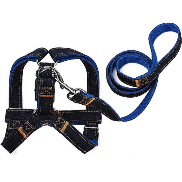 

dog collars & leashes walking rope leash denim harness collar adjustable pet supplies training chain heavy duty dogs puppy