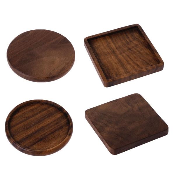 

vintage durable wooden beverage coasters anti-slip cup mug mat table placemat mats & pads