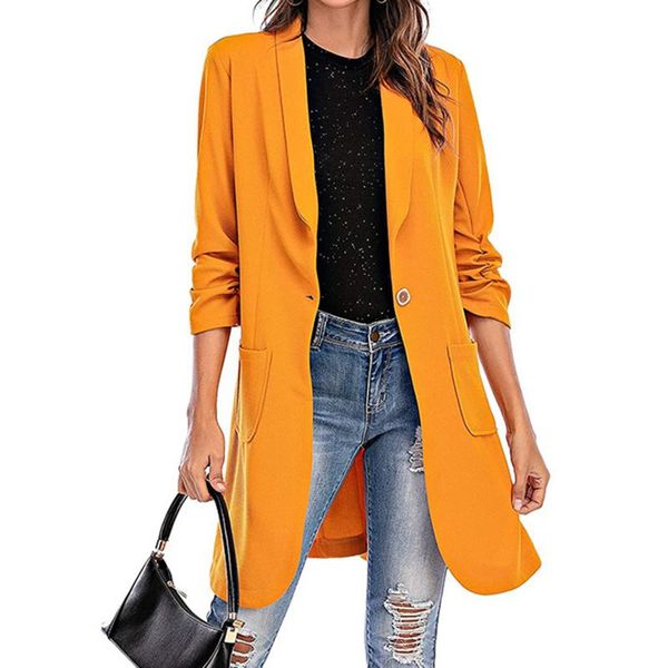 

women's suits & blazers female suit jacket temperament slim autumn fashion lapel single button streetwear casual solid color, White;black