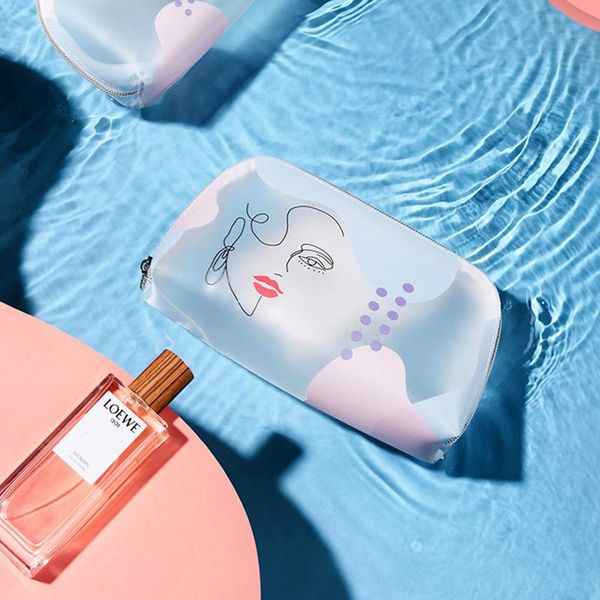 

fashion art design frosted transparent cosmetic bags for women travel portable waterproof pvc makeup bag small storage & cases