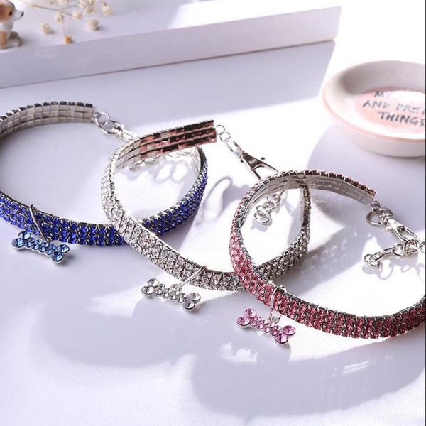 

dog collars & leashes fashion collar alloy diamond puppy pet cat for little dogs mascotas colloar