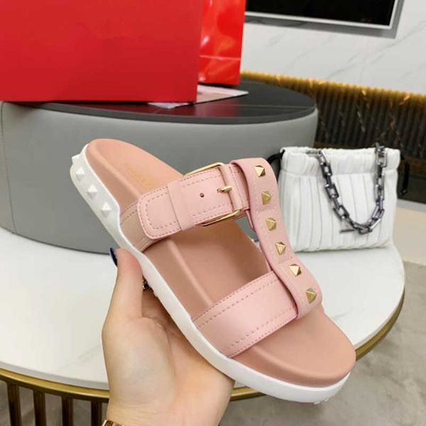 

rivet fashion for women girl sandals sootheze slippers simple arizona flat heel leather double buckle luxury designer platform slides, Black