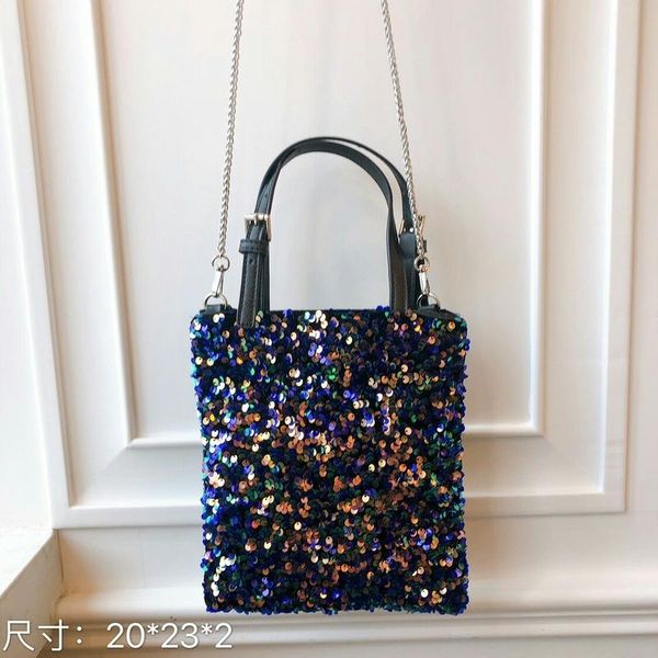 

small bag women 2021 pu leather sequins gradient color chain messenger fashion one-shoulder square shoulder bags