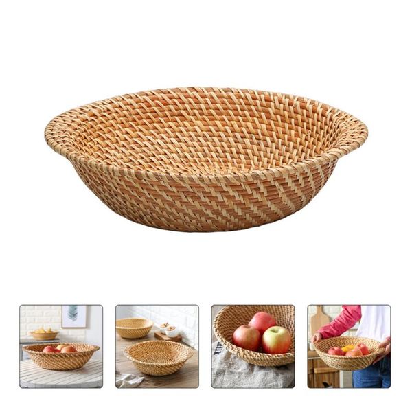 

1pc rattan basket bread serving tray kitchen organizer storage baskets