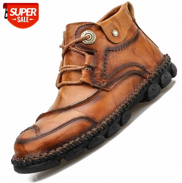 

men's boots new leather male ankle boots 2020 male breathable autumn outdoor non-slip man motorcycle #sw5a