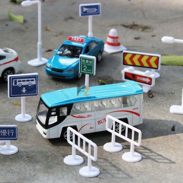 

40JC 56 pcs/set DIY Model Scene Toy Road Sign Traffic Sign