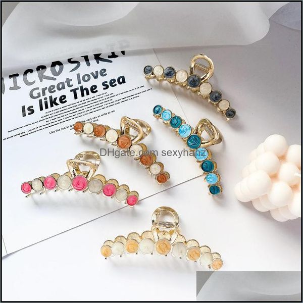 

clamps hair jewelry korean medium clip metal girls women scrunchies ponytail claws geometric a word circle hairpins aessories drop delivery, Slivery;golden