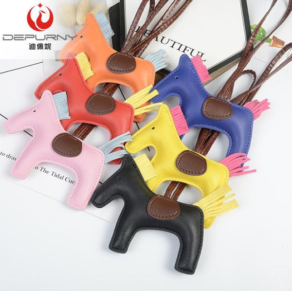 

pu filled cotton pony hand rope pendant key ring business gift bag hardware accessories, Silver