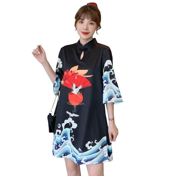 

4xl plus size vintage short sleeve summer cheongsam dresses chinese traditional qipao casual party women midi dress ethnic clothing, Red
