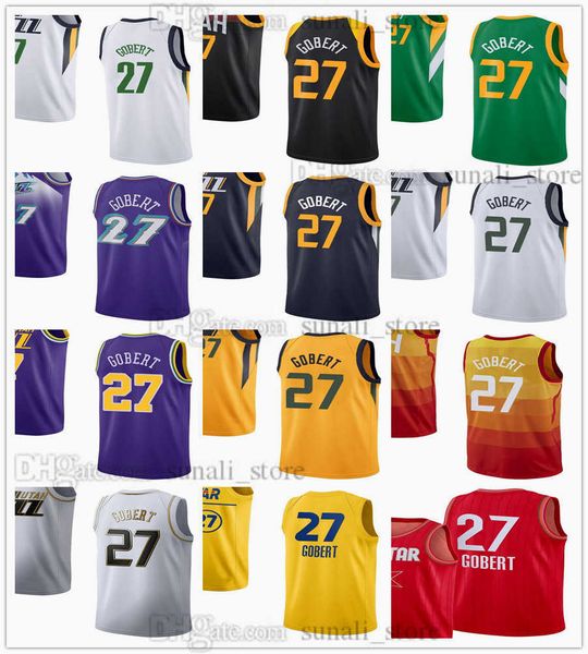 

2021 basketball jerseys rudy 27 gobert city black green earned navy white orange color breathable sports shirts men women kids youth, Black;red