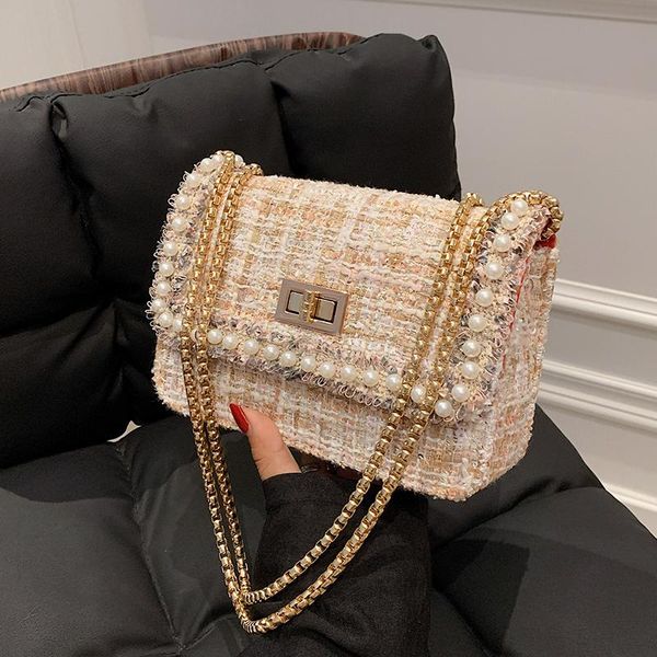 

evening bags niche design autumn/winter bag 2021 female ins chain messenger woolen square shoulder width: 20cm