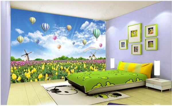 

wallpapers 3d wallpaper beautiful flower tulip air balloon landscape home decoration for bedroom custom po on the wall