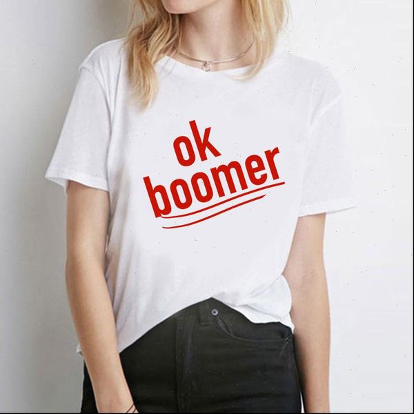 

ok boomer women t shirts printed shirt cool fashion short sleeve o neck for casual loose christmas, White