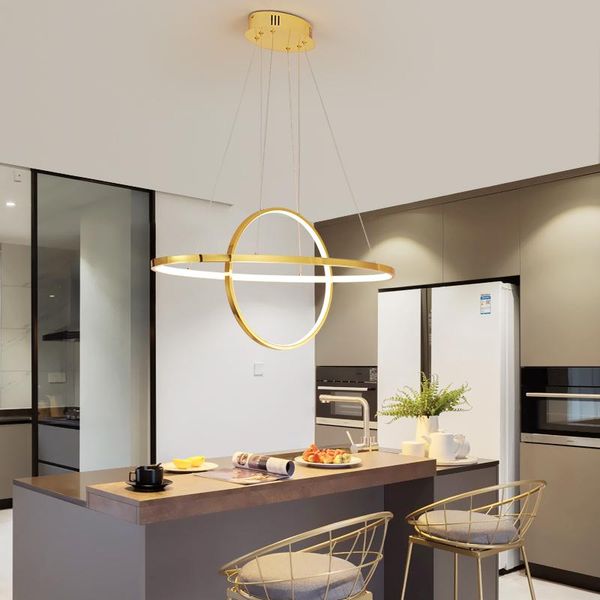 

chrome/gold plated modern led chandelier for dining kitchen room bar shop 90-260v simple hanging chandeliers fixtures