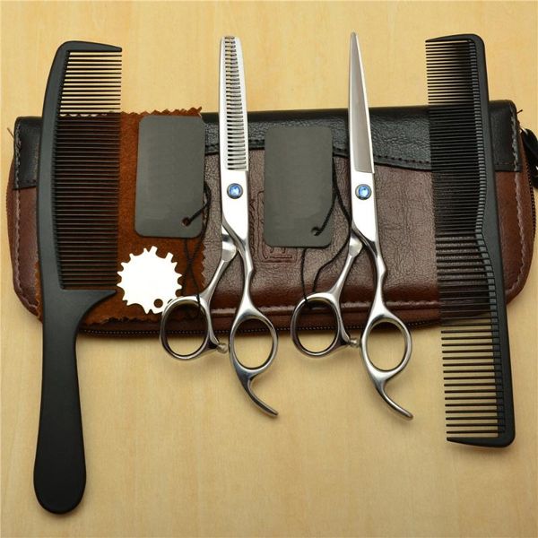 

hair scissors 6pcs/set stainless professional shear sharp cutting scissor thinning salon hairdressing shears with razor