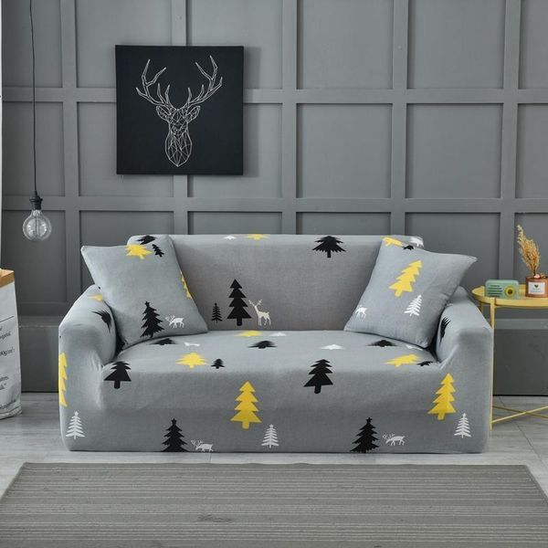 

chair covers 44deer printed grey stretch sofa slipcover 1pc cover furniture protector couch soft with elastic bottom anti-slip kids pets