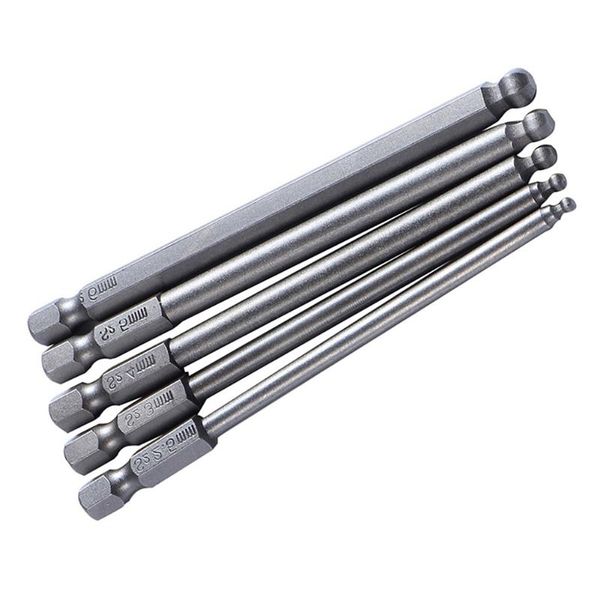 

5pcs 100mm ball bit multifunctional s2 steel screwdriver drill screw driver bits hexagon magnetic spherical 6.35mm hand repair k tools