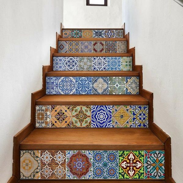 

wall stickers hgho 6pcs vintage spanish tiles home decor stairs decals diy art